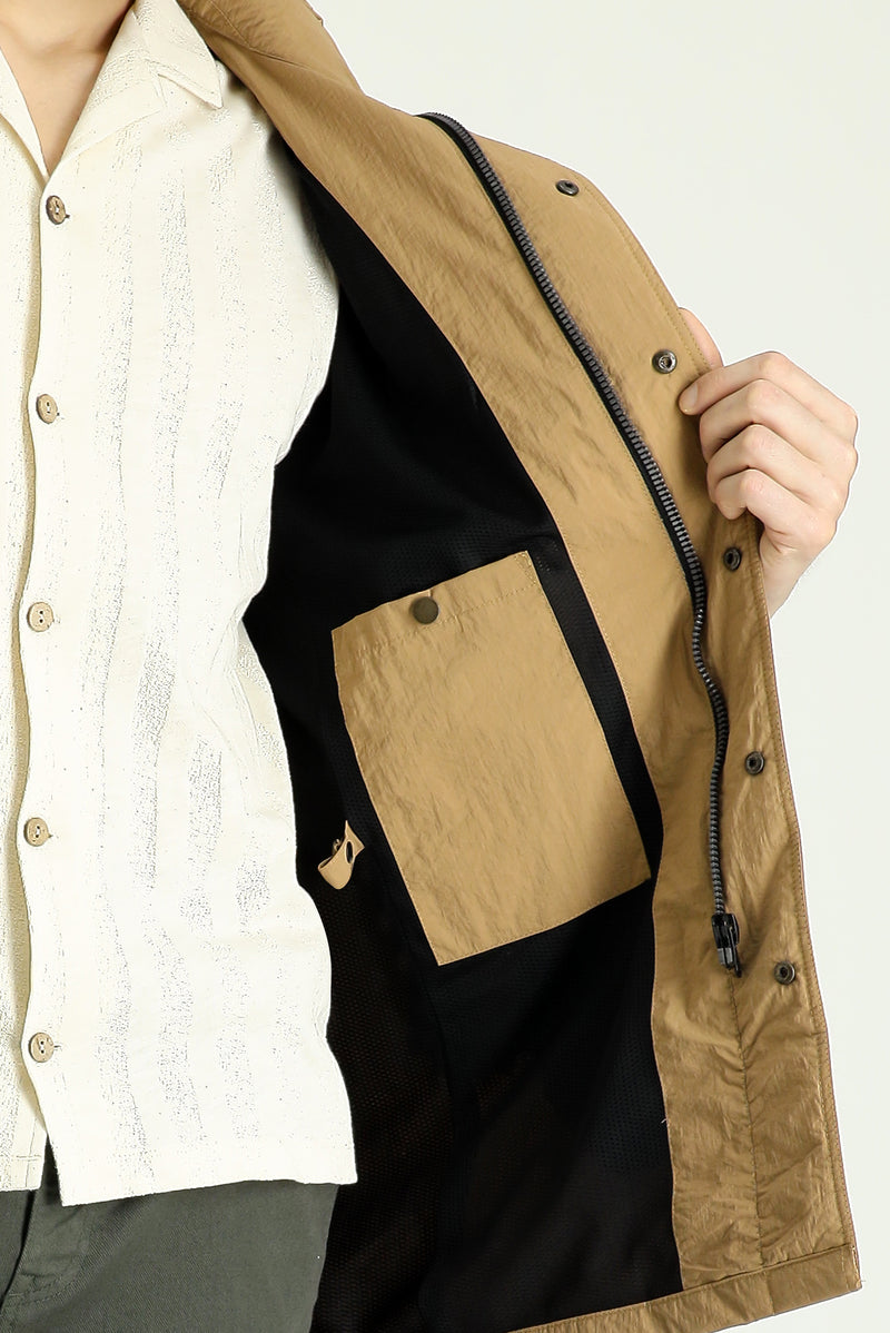 Açık Vizon Kapüşonlu Spor Pardösü & Trençkot