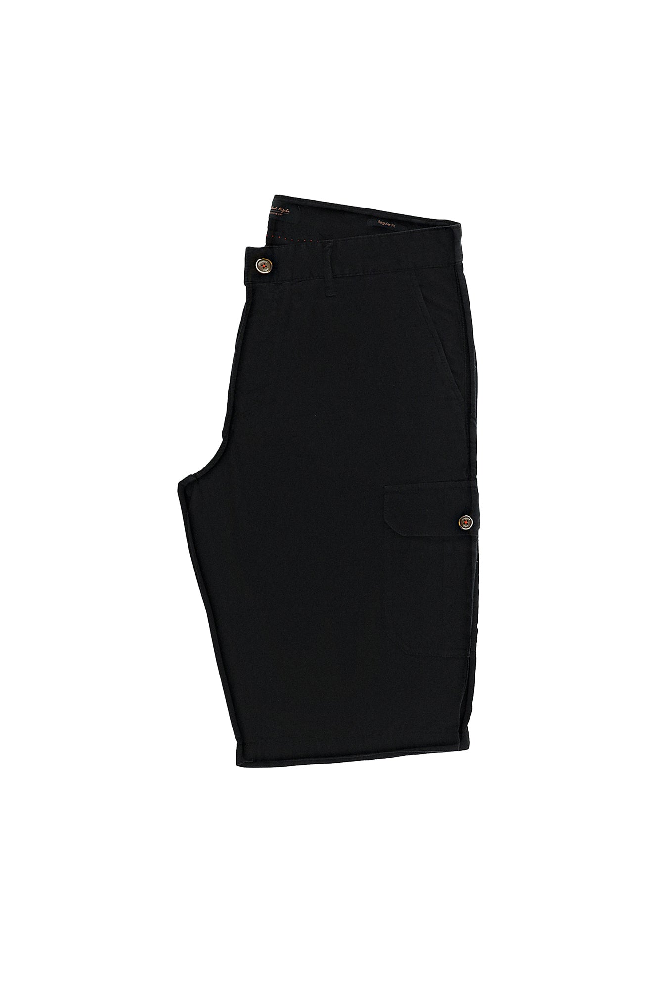 Siyah Regular Fit Pamuk Bermuda Kargo Şort