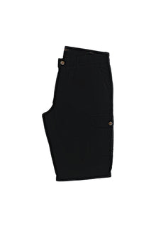 Siyah Regular Fit Pamuk Bermuda Kargo Şort