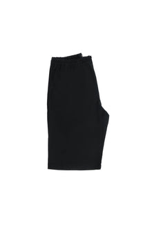 Siyah Regular Fit Beli Lastikli İpli Keten Bermuda Şort