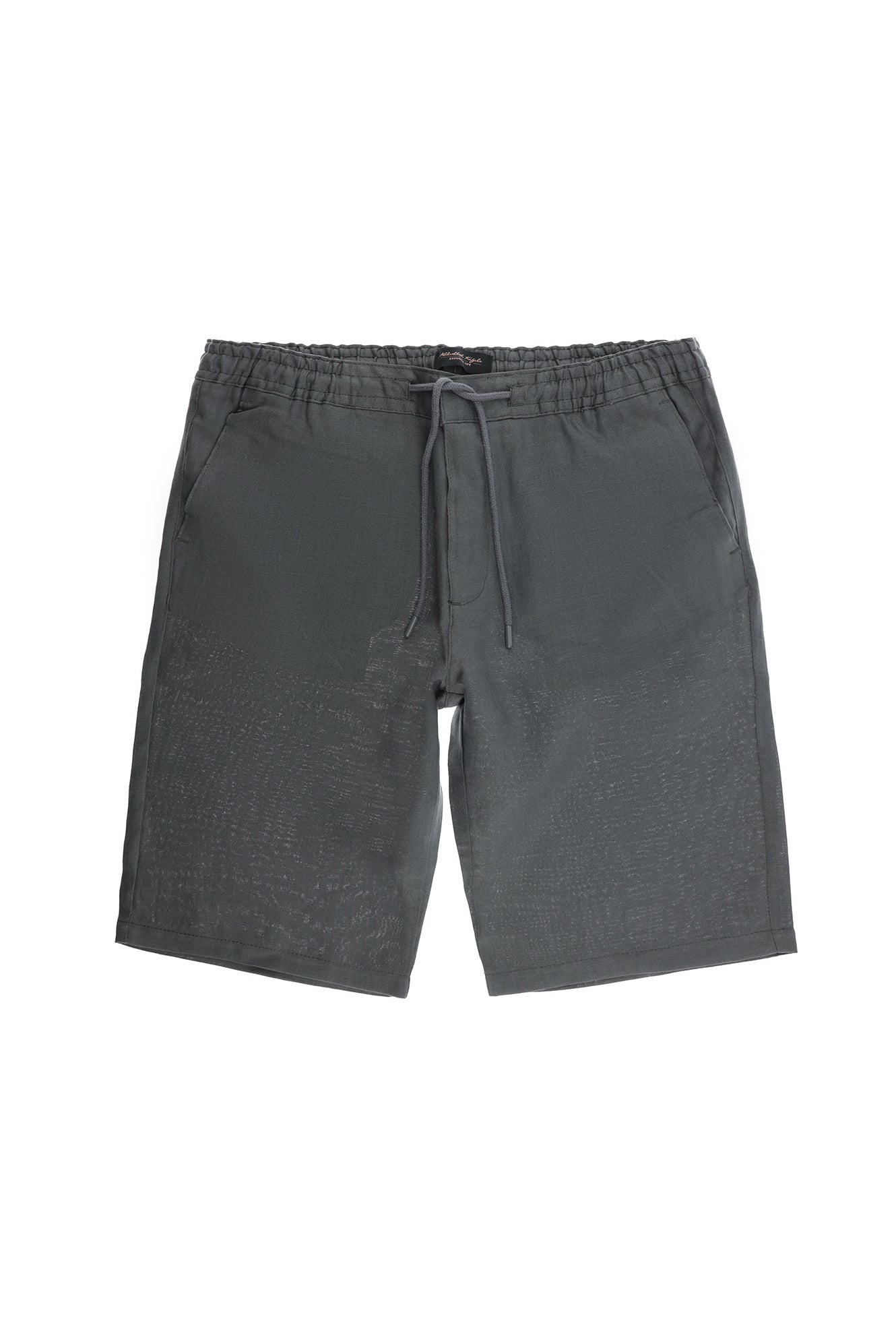 Koyu Füme Regular Fit Beli Lastikli İpli Keten Bermuda Şort