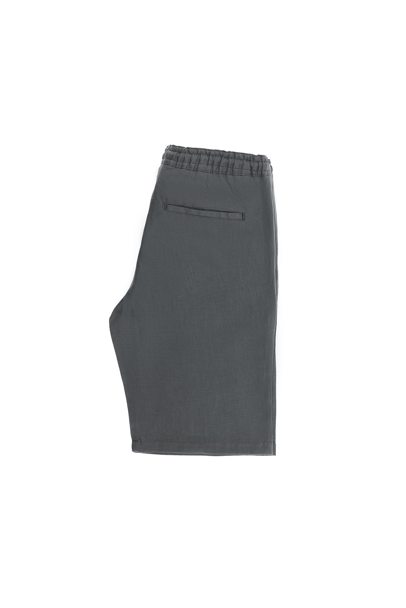 Koyu Füme Regular Fit Beli Lastikli İpli Keten Bermuda Şort