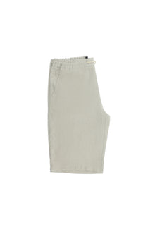 Krem Regular Fit Beli Lastikli İpli Keten Bermuda Şort