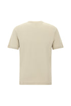 Orta Bej Bisiklet Yaka Regular Fit Nakışlı Keten T-shirt