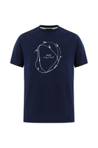 Orta Lacivert Bisiklet Yaka Regular Fit Bask?l? Pamuk T-shirt-Abdullah Ki??l?