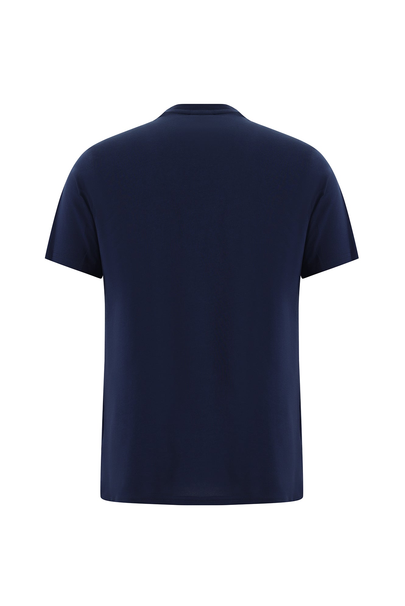 Orta Lacivert Bisiklet Yaka Regular Fit Baskılı Pamuk T-shirt