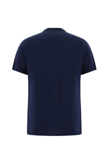 Orta Lacivert Bisiklet Yaka Regular Fit Baskılı Pamuk T-shirt