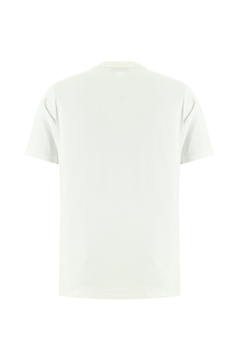 Ekru Bisiklet Yaka Regular Fit Baskılı Pamuk T-shirt