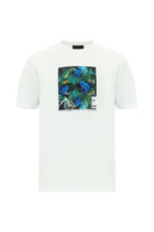 Beyaz Bisiklet Yaka Regular Fit Baskılı Pamuk T-shirt