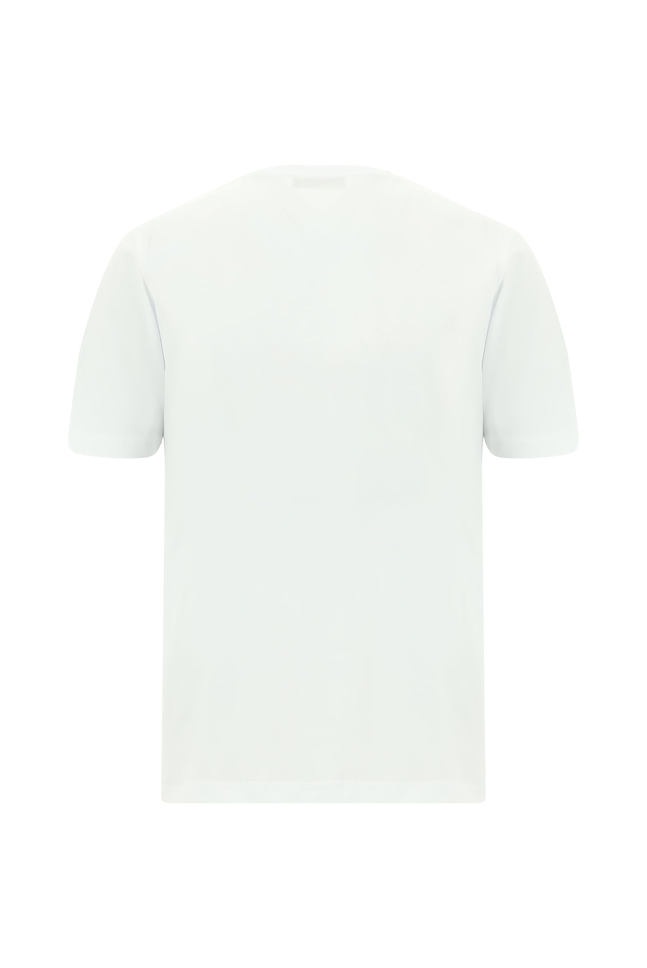 Beyaz Bisiklet Yaka Regular Fit Baskılı Pamuk T-shirt