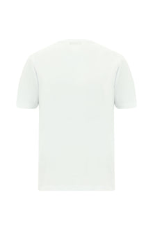 Beyaz Bisiklet Yaka Regular Fit Baskılı Pamuk T-shirt