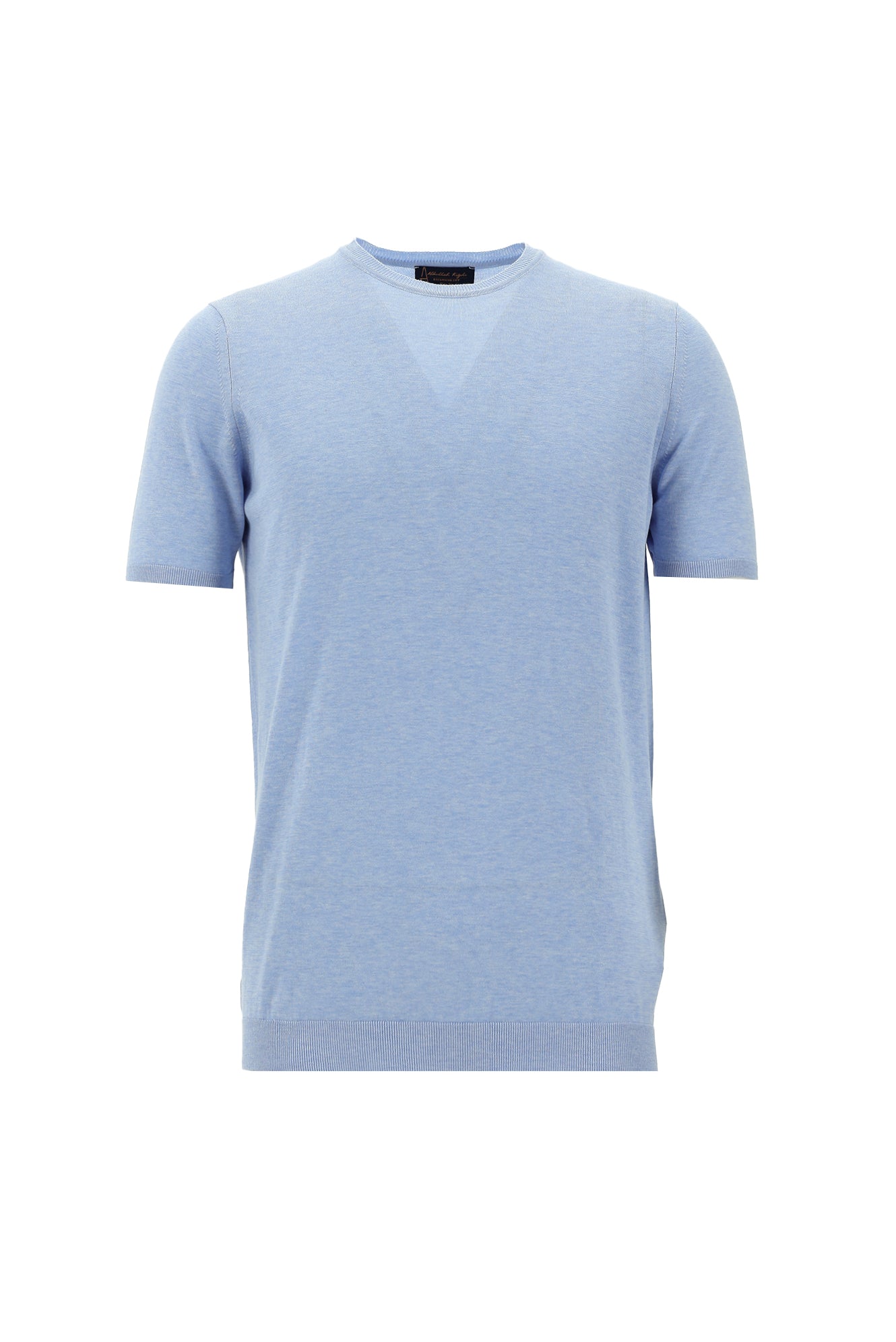 Açık Mavi Melanj Bisiklet Yaka Slim Fit Dar Kesim Pamuklu T-shirt