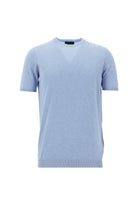 Açık Mavi Melanj Bisiklet Yaka Slim Fit Dar Kesim Pamuklu T-shirt