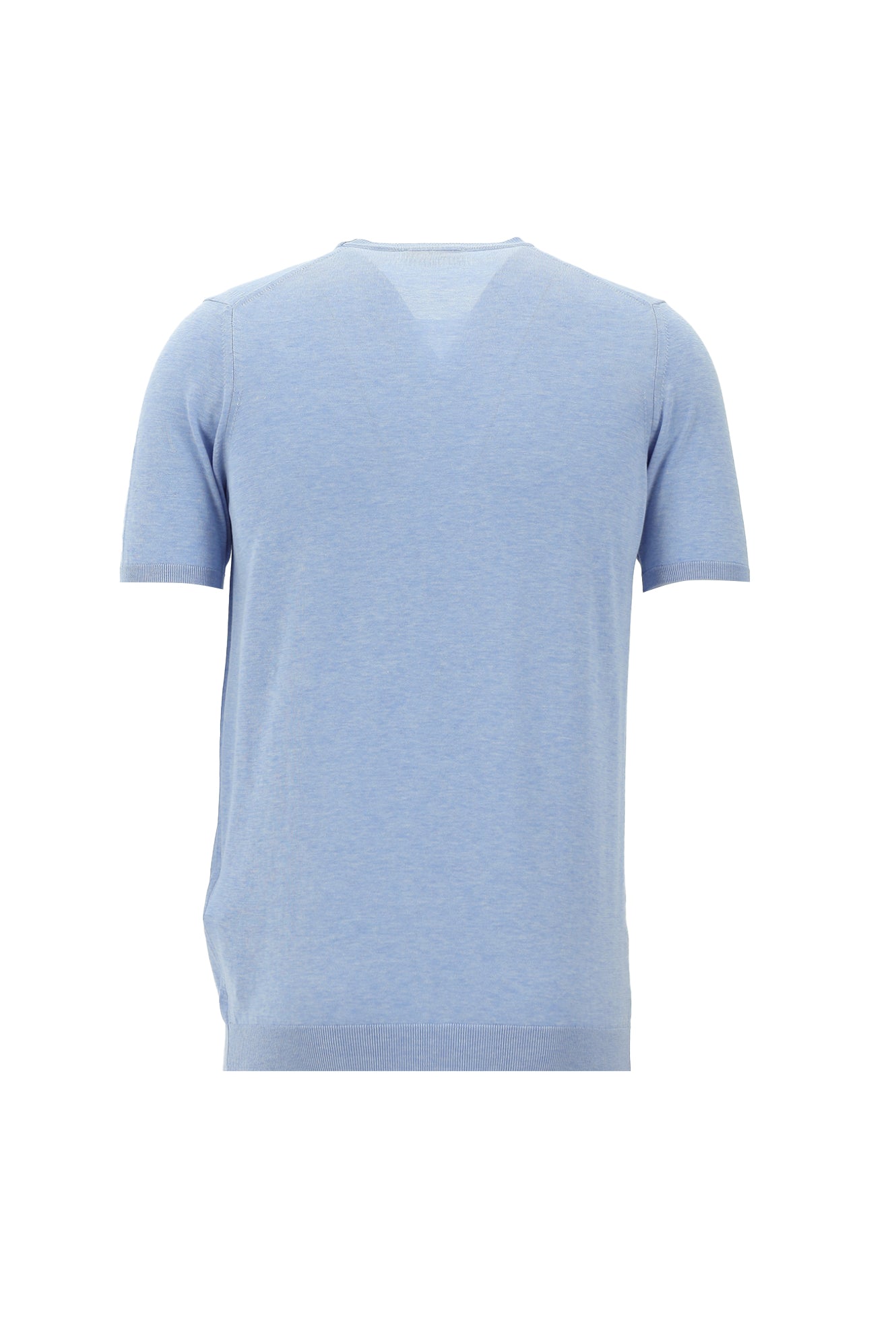 Açık Mavi Melanj Bisiklet Yaka Slim Fit Dar Kesim Pamuklu T-shirt