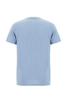 Havacı Mavi Bisiklet Yaka Slim Fit Dar Kesim Çizgili Merserize Pamuk T-shirt