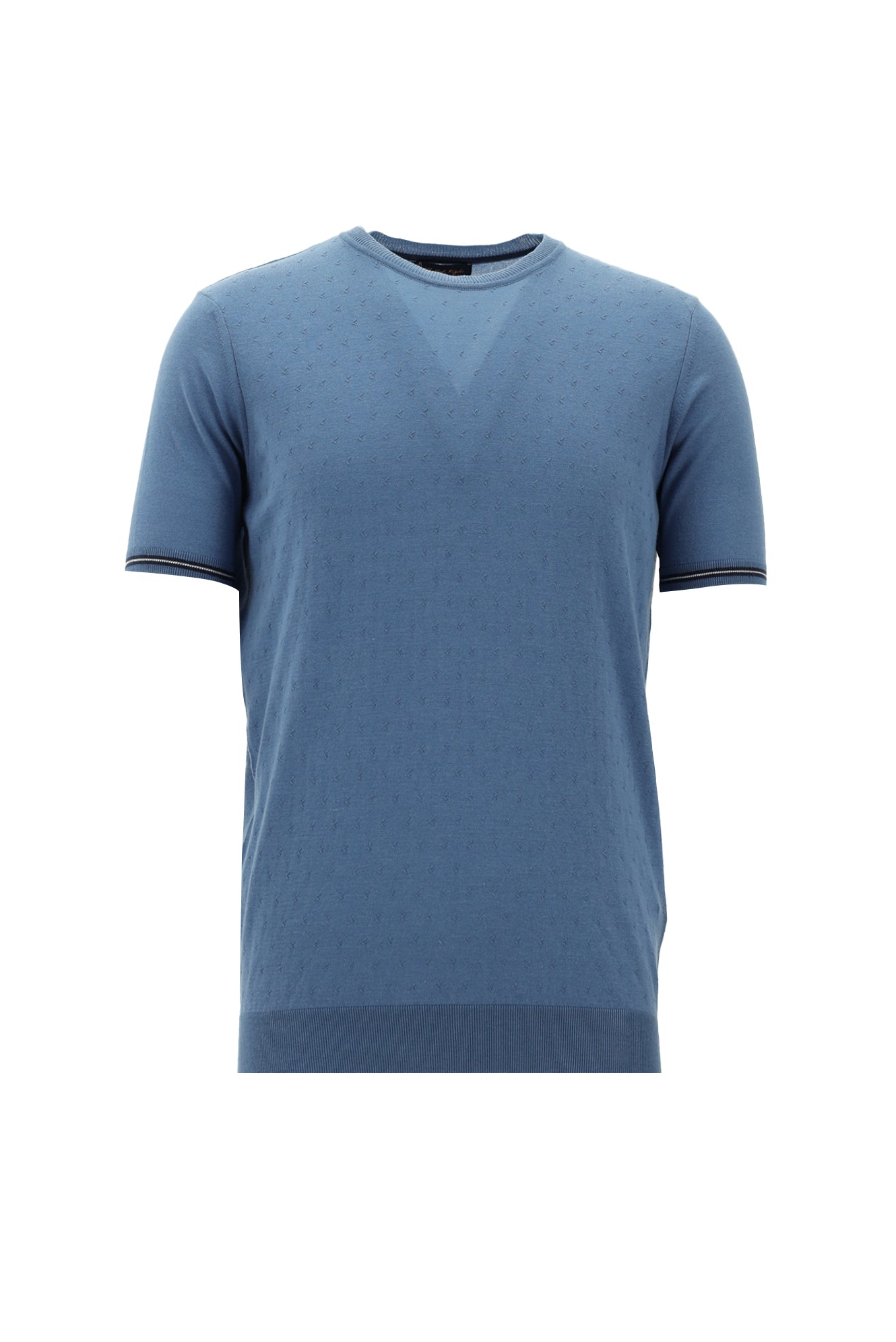 Gök Mavisi Bisiklet Yaka Triko T-shirt