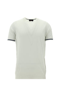 Kırık Beyaz Bisiklet Yaka Triko T-shirt