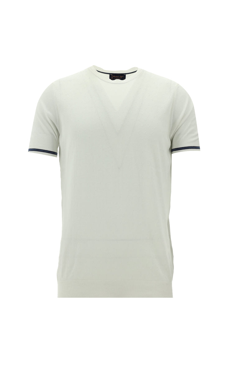 Kırık Beyaz Bisiklet Yaka Triko T-shirt