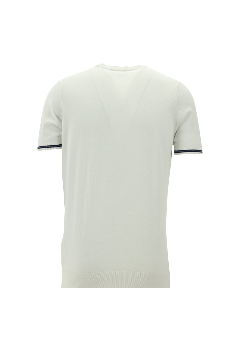 Kırık Beyaz Bisiklet Yaka Triko T-shirt