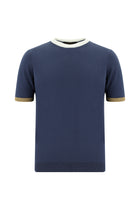 Siyah Lacivert Bisiklet Yaka Slim Fit Dar Kesim Desenli Nakışlı Pamuklu T-shirt