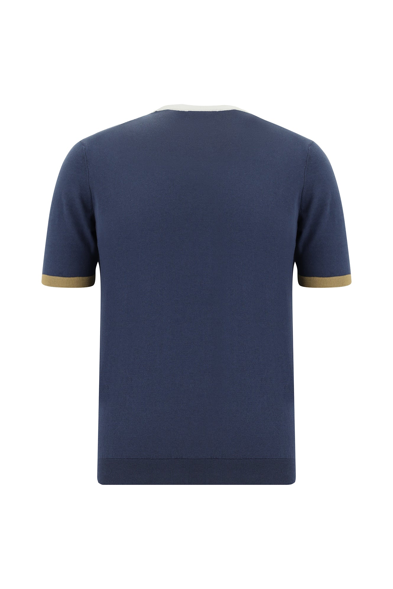 Siyah Lacivert Bisiklet Yaka Slim Fit Dar Kesim Desenli Nakışlı Pamuklu T-shirt