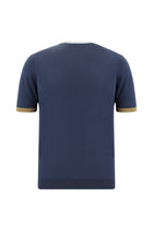 Siyah Lacivert Bisiklet Yaka Slim Fit Dar Kesim Desenli Nakışlı Pamuklu T-shirt