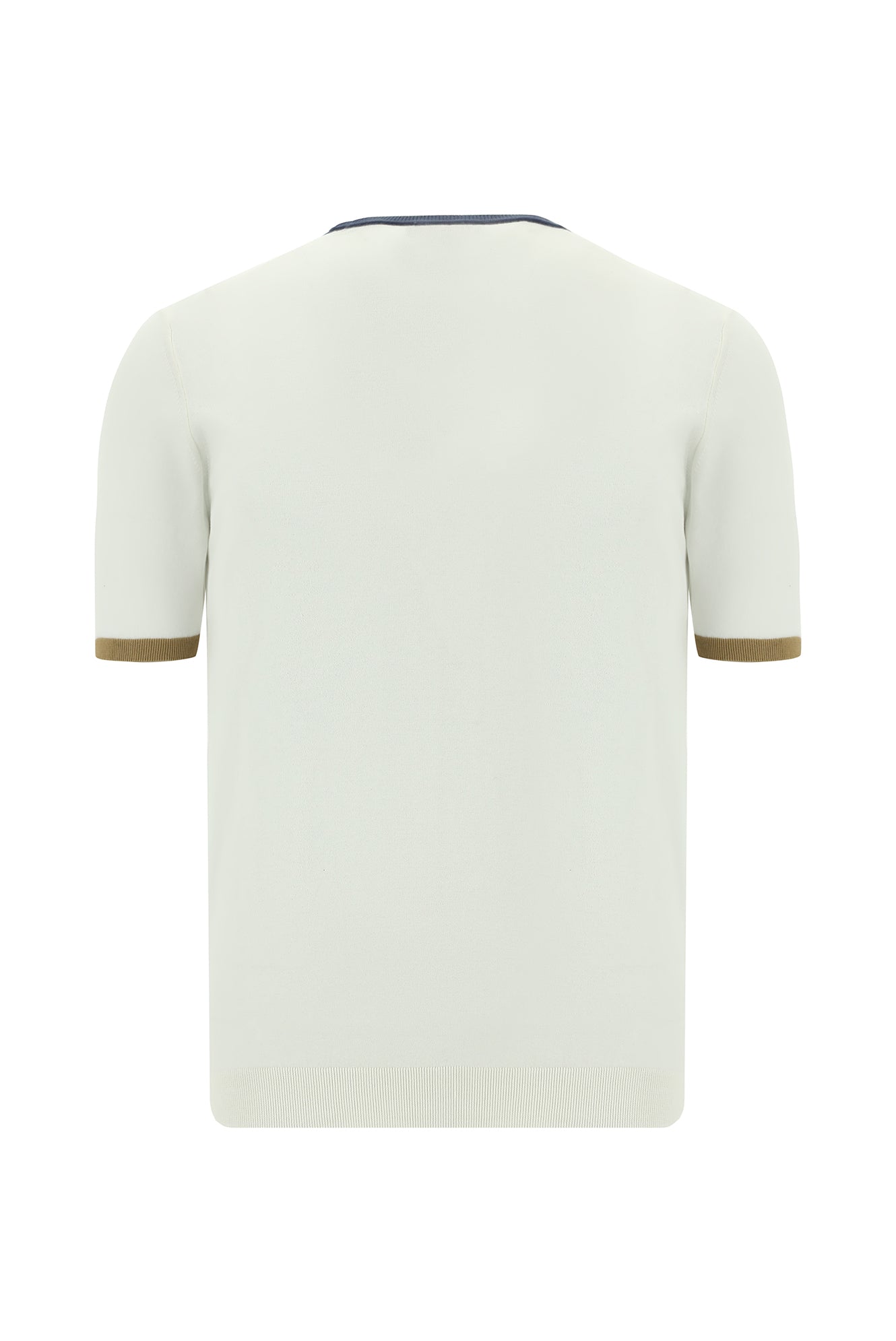 Kırık Beyaz Bisiklet Yaka Slim Fit Dar Kesim Desenli Nakışlı Pamuklu T-shirt