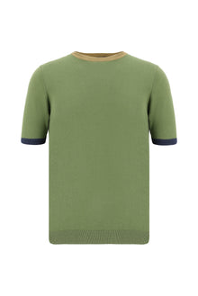 Yağ Yeşili-Olive Bisiklet Yaka Slim Fit Dar Kesim Desenli Nakışlı Pamuklu T-shirt