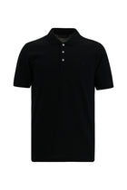 Siyah Regular Fit Nakışlı Merserize Pamuk Kıvrılmaz Polo Yaka T-shirt