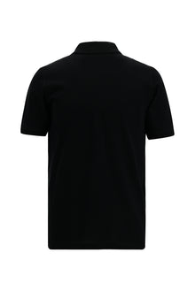 Siyah Regular Fit Nak??l? Merserize Pamuk K?vr?lmaz Polo Yaka T-shirt-Abdullah Ki??l?