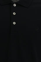 Siyah Regular Fit Nakışlı Merserize Pamuk Kıvrılmaz Polo Yaka T-shirt