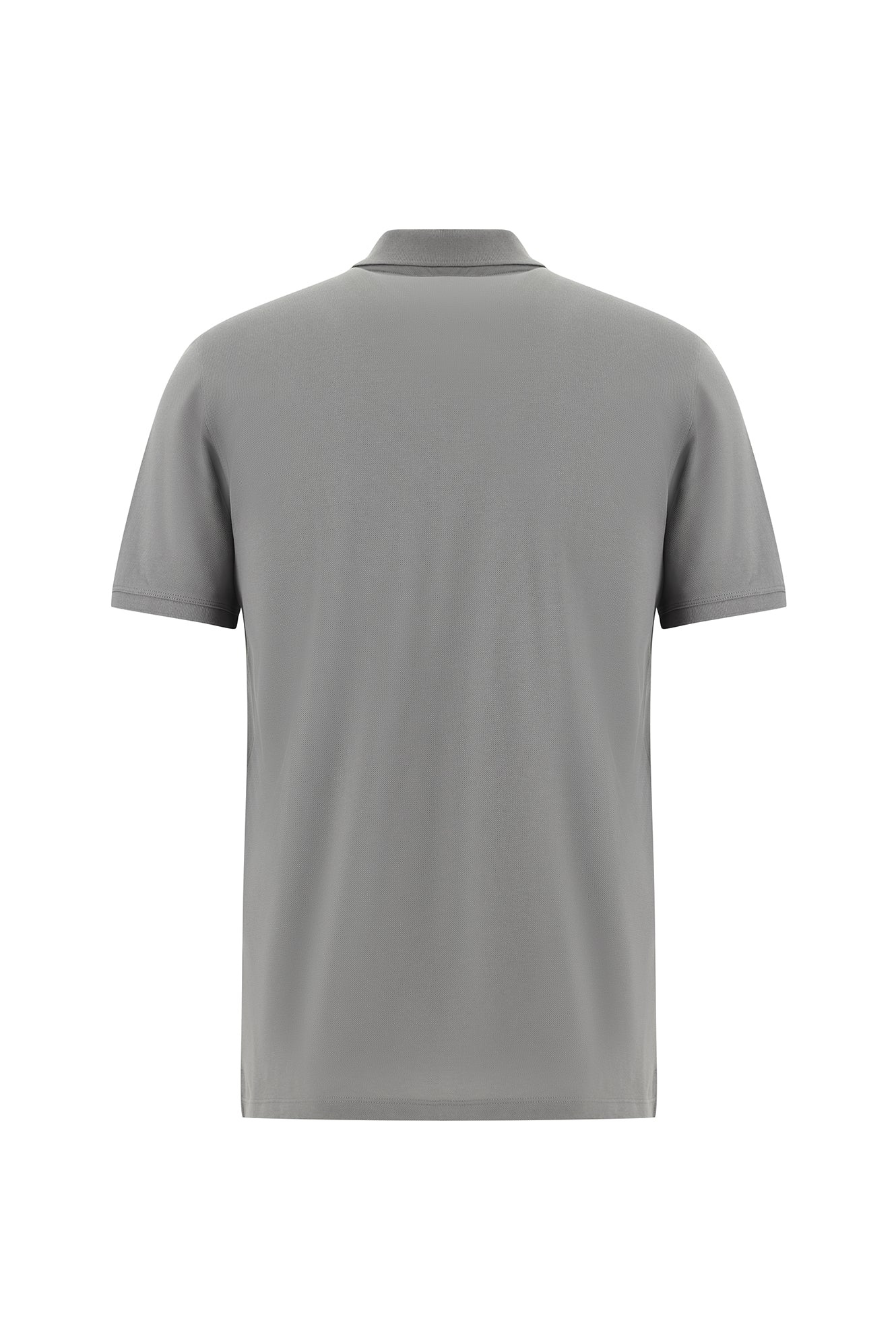 Orta Gri Regular Fit Nakışlı Merserize Pamuk Kıvrılmaz Polo Yaka T-shirt