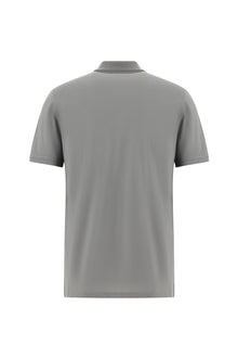 Orta Gri Regular Fit Nakışlı Merserize Pamuk Kıvrılmaz Polo Yaka T-shirt