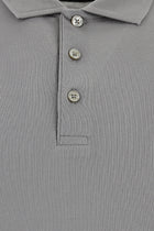 Orta Gri Regular Fit Nakışlı Merserize Pamuk Kıvrılmaz Polo Yaka T-shirt