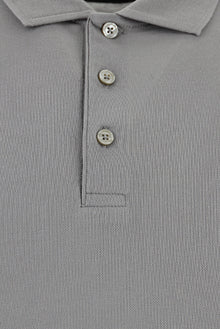 Orta Gri Regular Fit Nakışlı Merserize Pamuk Kıvrılmaz Polo Yaka T-shirt