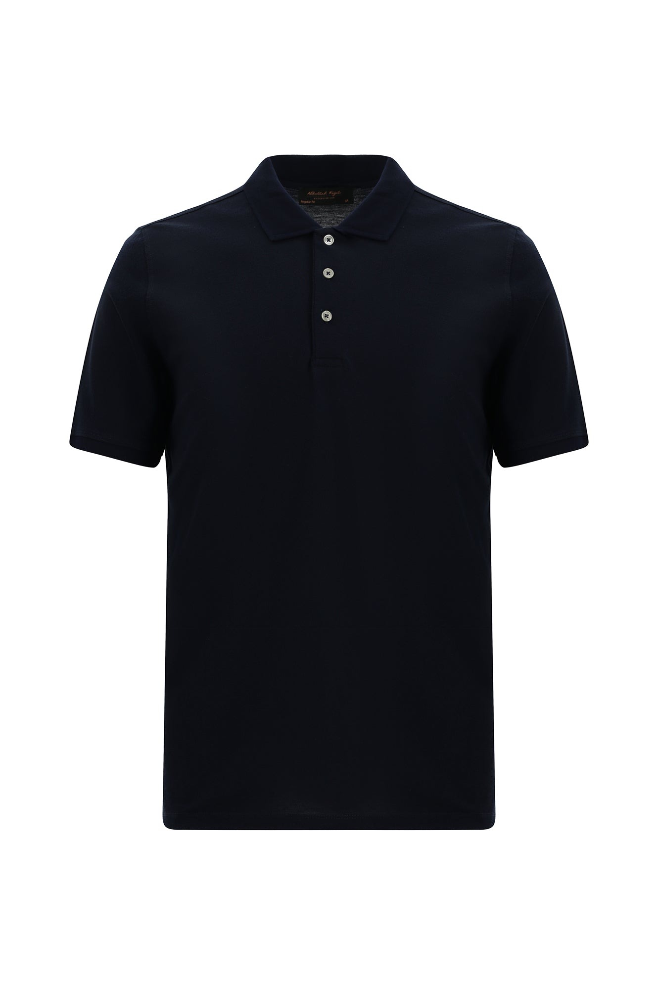 Koyu Lacivert Regular Fit Nakışlı Merserize Pamuk Kıvrılmaz Polo Yaka T-shirt