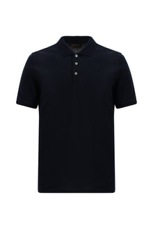 Koyu Lacivert Regular Fit Nakışlı Merserize Pamuk Kıvrılmaz Polo Yaka T-shirt