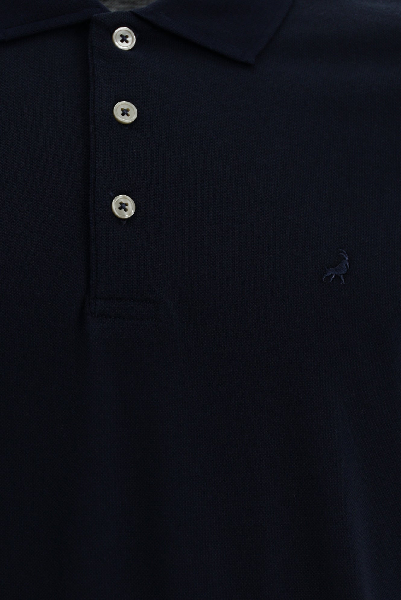 Koyu Lacivert Regular Fit Nakışlı Merserize Pamuk Kıvrılmaz Polo Yaka T-shirt