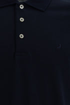 Koyu Lacivert Regular Fit Nakışlı Merserize Pamuk Kıvrılmaz Polo Yaka T-shirt