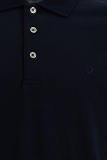 Koyu Lacivert Regular Fit Nakışlı Merserize Pamuk Kıvrılmaz Polo Yaka T-shirt