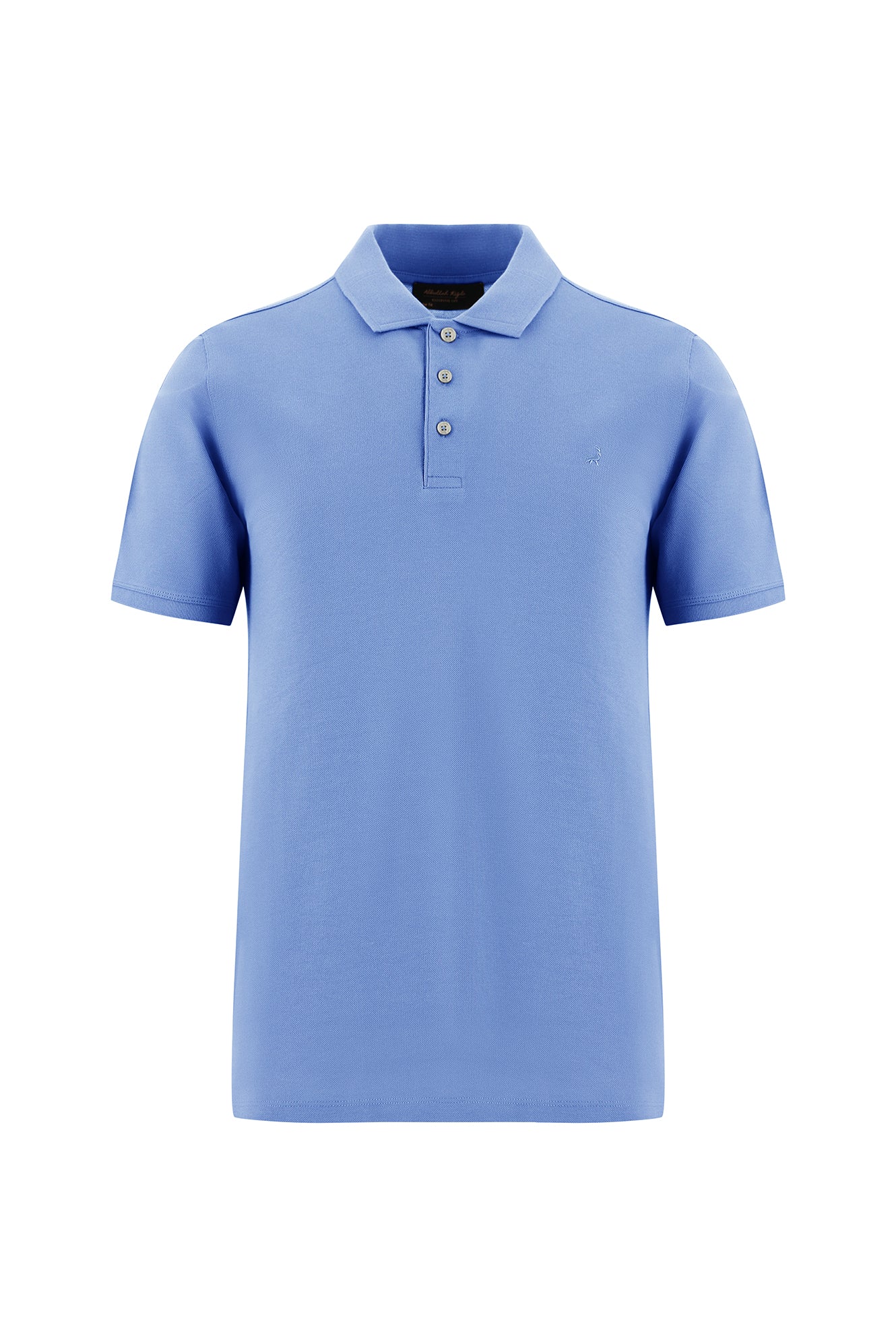 Koyu Mavi  Regular Fit Nakışlı Merserize Pamuk Kıvrılmaz Polo Yaka T-shirt