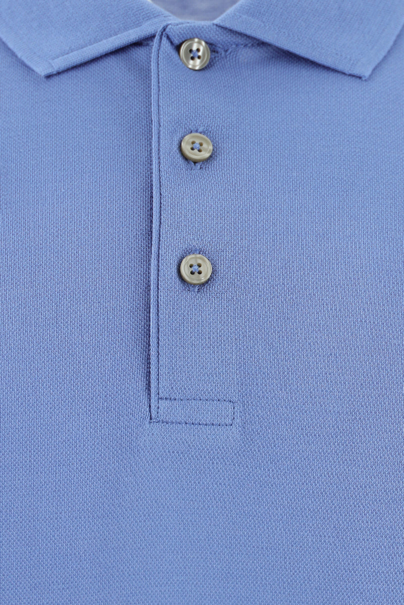 Koyu Mavi  Regular Fit Nakışlı Merserize Pamuk Kıvrılmaz Polo Yaka T-shirt