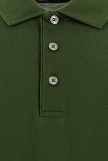 Asker Haki Regular Fit Nakışlı Merserize Pamuk Kıvrılmaz Polo Yaka T-shirt