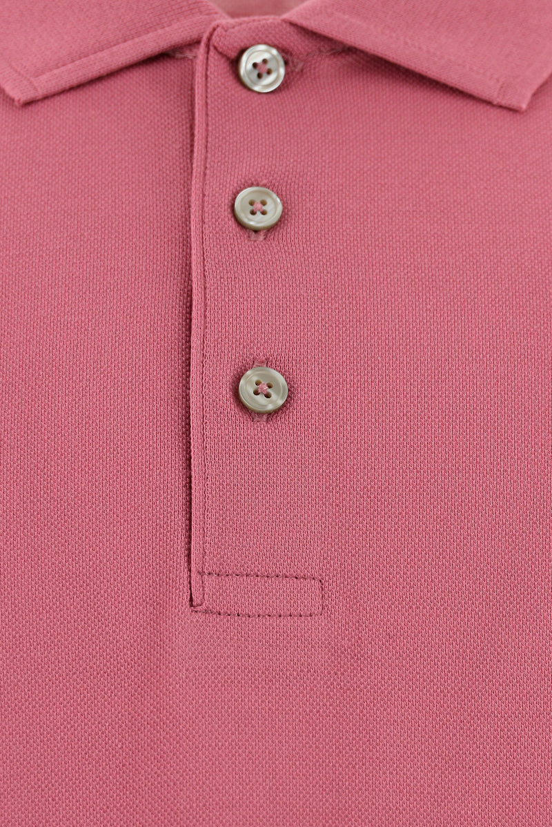 Gül Kurusu Regular Fit Nakışlı Merserize Pamuk Kıvrılmaz Polo Yaka T-shirt