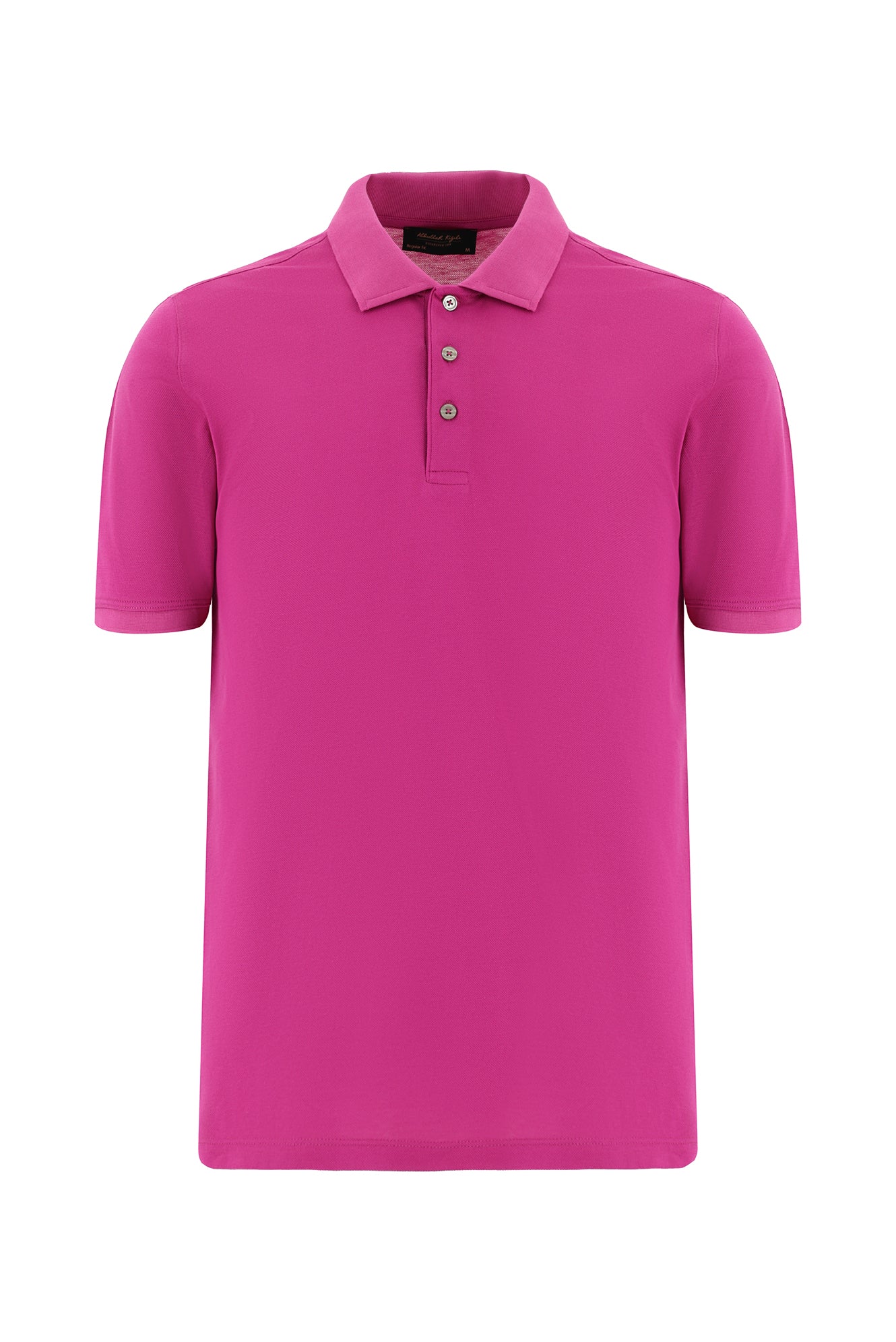 Pembe Regular Fit Nakışlı Merserize Pamuk Kıvrılmaz Polo Yaka T-shirt