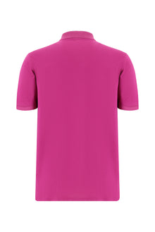 Pembe Regular Fit Nakışlı Merserize Pamuk Kıvrılmaz Polo Yaka T-shirt