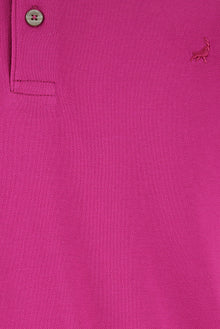 Pembe Regular Fit Nakışlı Merserize Pamuk Kıvrılmaz Polo Yaka T-shirt
