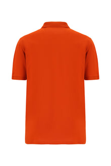 Orta Turuncu Regular Fit Nakışlı Merserize Pamuk Kıvrılmaz Polo Yaka T-shirt