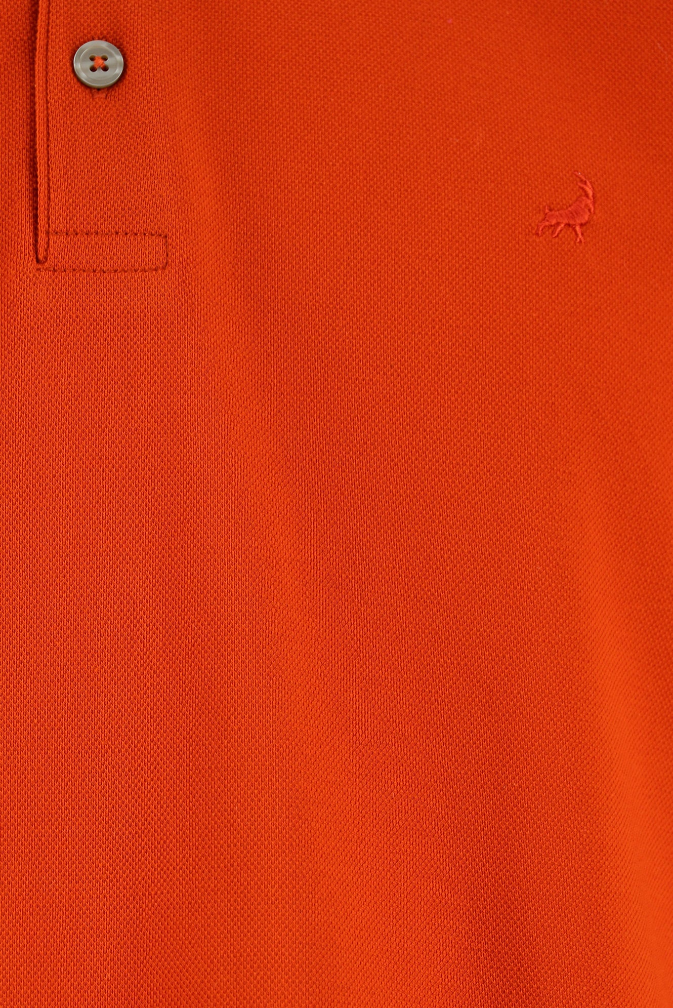 Orta Turuncu Regular Fit Nakışlı Merserize Pamuk Kıvrılmaz Polo Yaka T-shirt