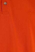 Orta Turuncu Regular Fit Nakışlı Merserize Pamuk Kıvrılmaz Polo Yaka T-shirt